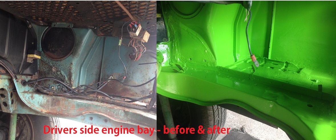 Restored engine bay in the 72 lowlight